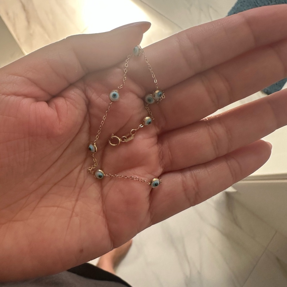 14k Gold Evil Eye Bracelet
